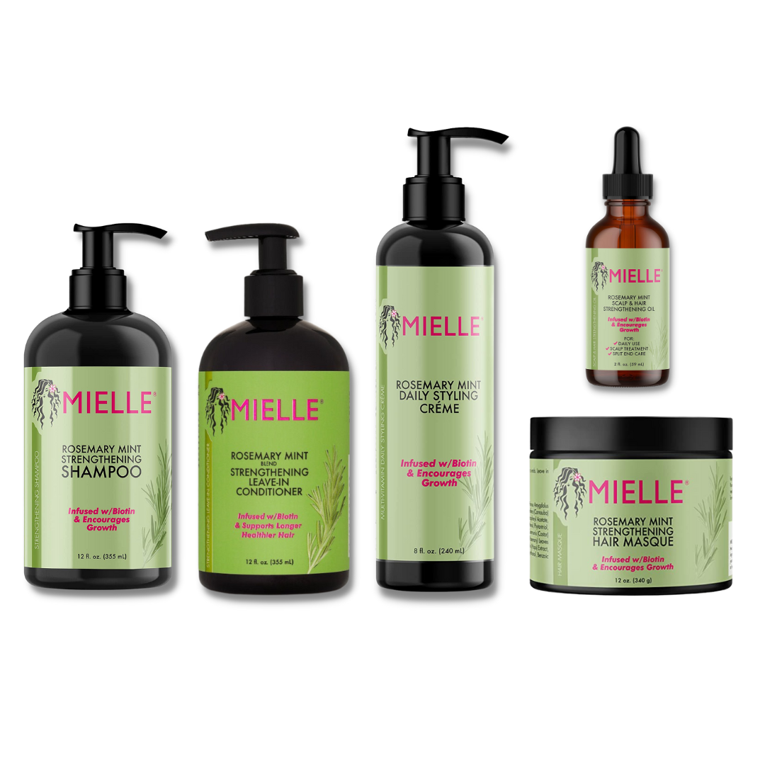 Mielle Organic Rosemary Mint Hair Growth Bundle – Shampoo, Conditioner, Masque, Oil & Styling Cream