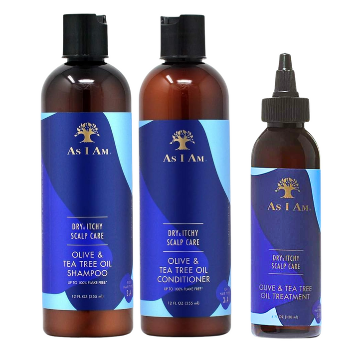 As I Am Dry & Itchy Scalp Relief Bundle – Shampoo (12 oz), Conditioner (12 oz) & Scalp Treatment (4 oz)