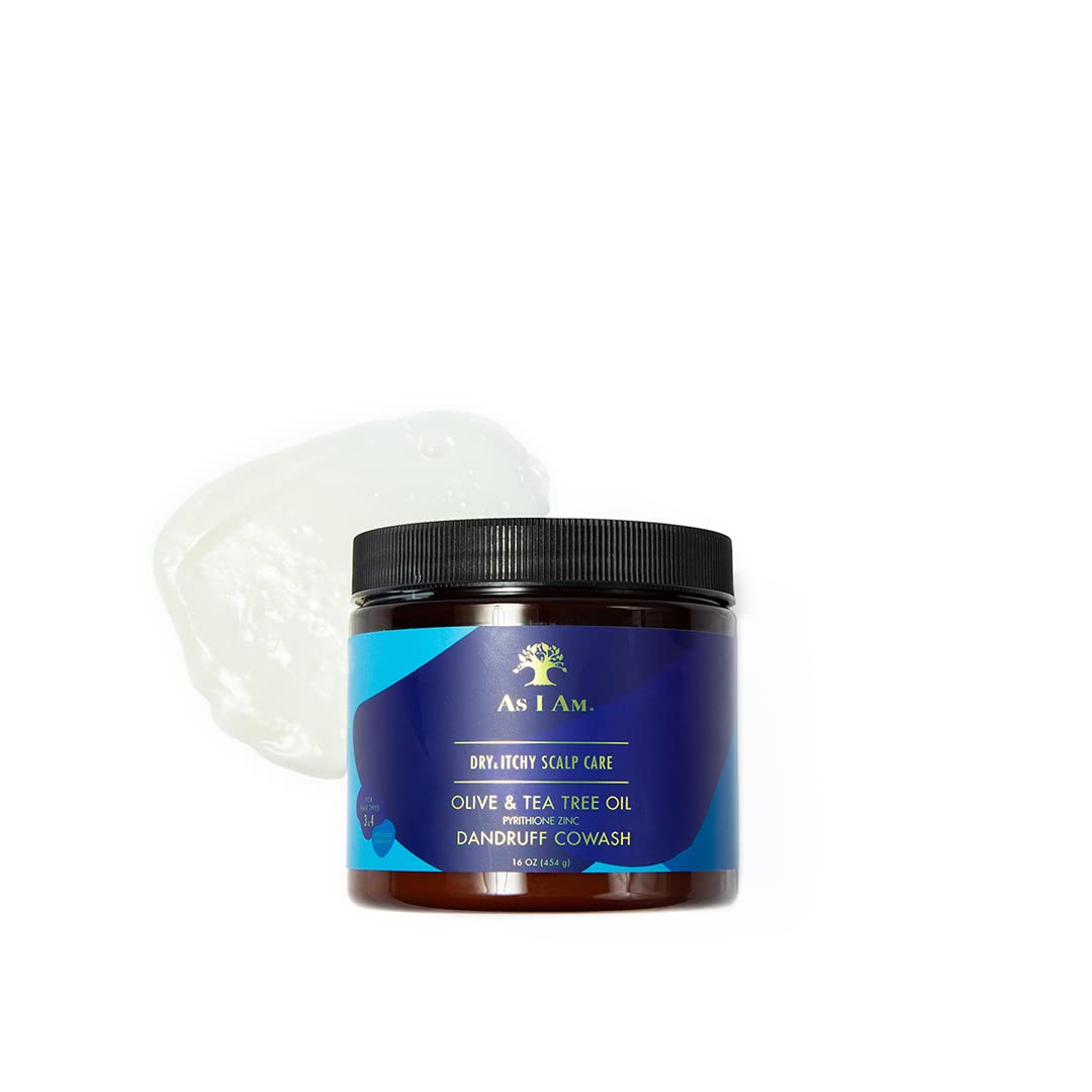 As I Am Dry & Itchy Scalp Care Cowash – 16oz with Zinc Pyrithione, Olive Oil & Tea Tree Oil