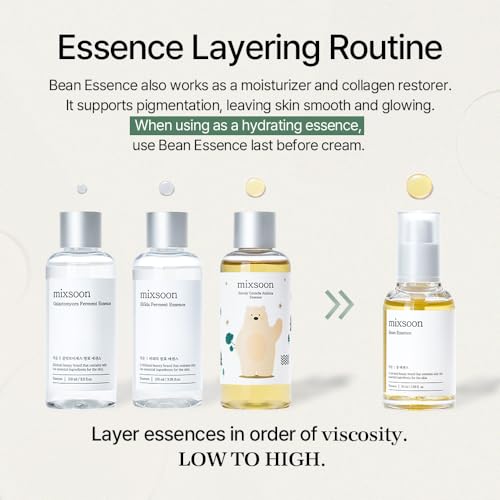 Mixsoon Bean Essence Exfoliating Hydrating Korean Skin Care Glass skin Hyaluronic Acid Serum 1.01 Fl Oz
