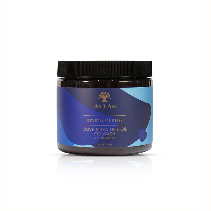 As I Am Dry & Itchy Scalp Care Cowash – 16oz with Zinc Pyrithione, Olive Oil & Tea Tree Oil