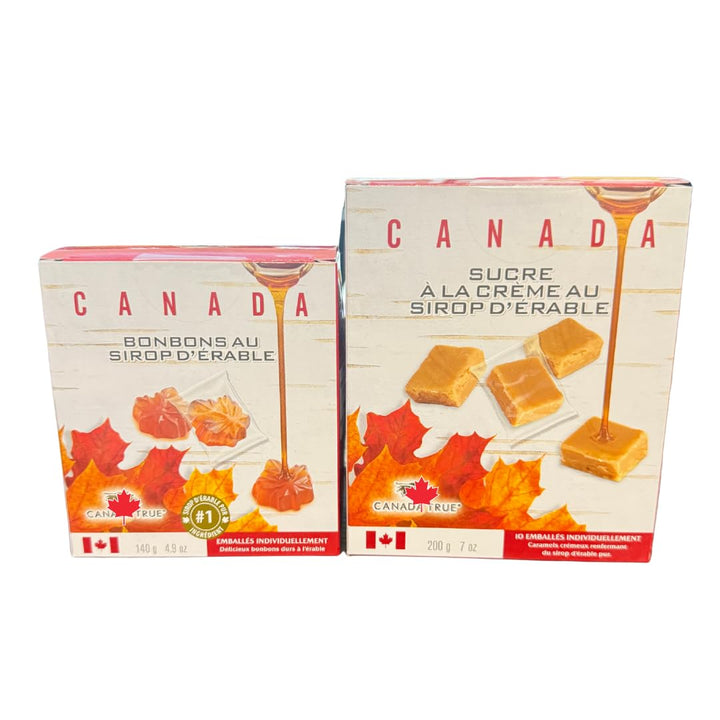 Canada Maple Syrup Candy (140g) & Cream Fudge (200g) Bundle – Made with Pure Canadian Maple Syrup – Individually Wrapped Sweets – Value Bundle-Gift from Canada