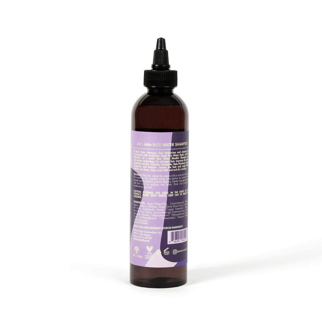 As I Am Rice Water Shampoo – 8 oz Gentle Cleanser with Black Rice, Biotin & Saw Palmetto