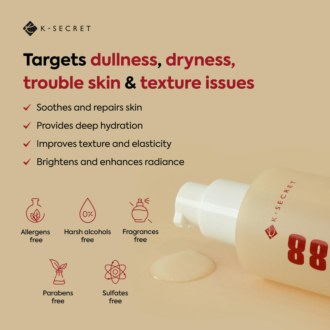 K-SECRET Snail Mucin Essence Serum: 97% Snail Secretion & Rice Ferment Filtrate & Rice Extract for Skin Hydration Soothing and Balancing - SEOUL 1988 Korean Skincare Cruelty Free Paraben Free 100mL