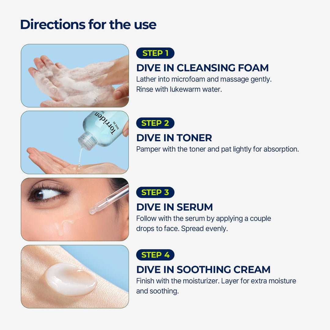 Torriden DIVE IN Trial Kit | 4-Step Korean Skincare for Hydration